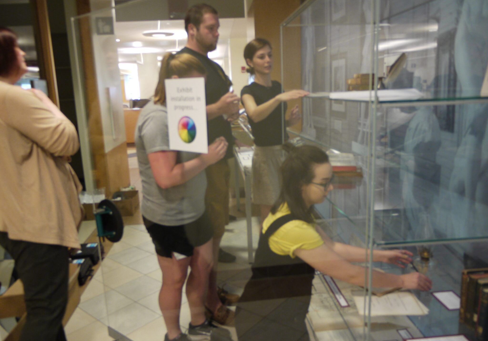 <p>Exhibit installation in Case library.</p><p>Photo By Emily Haines '17.</p>