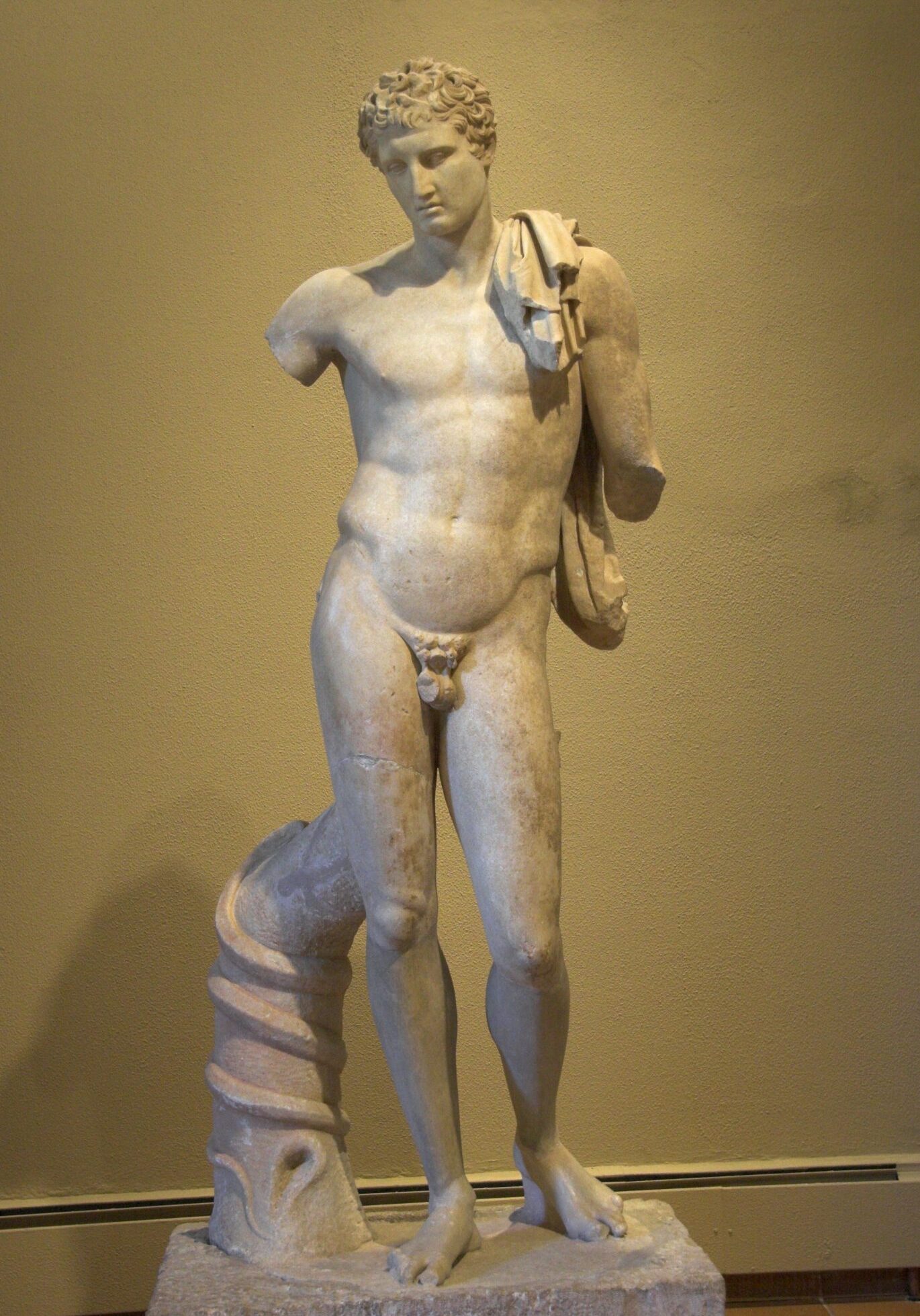 <p><i>The Hermes of Andros.</i></p><p>Roman copy after original</p><p>of c. 350 BCE. Marble.</p><p>Andros Museum, Andros.</p>
